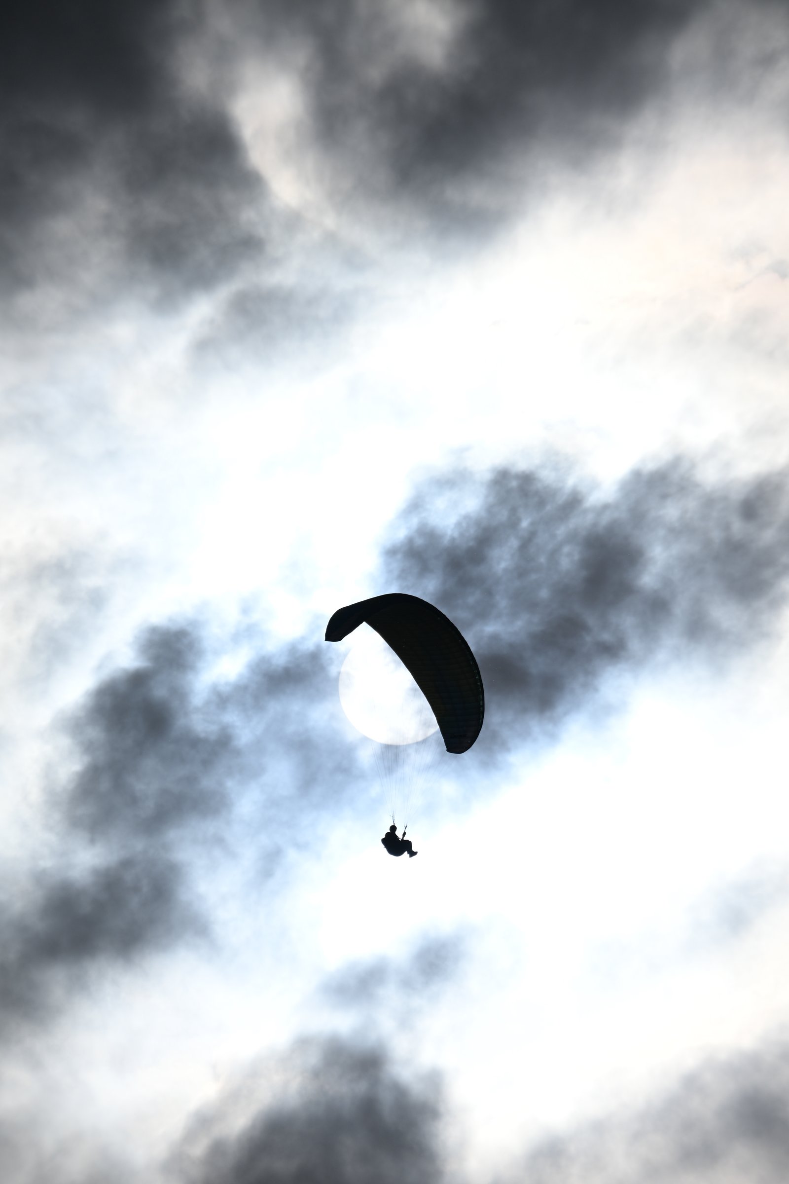 Paragliding eclipsing the sun